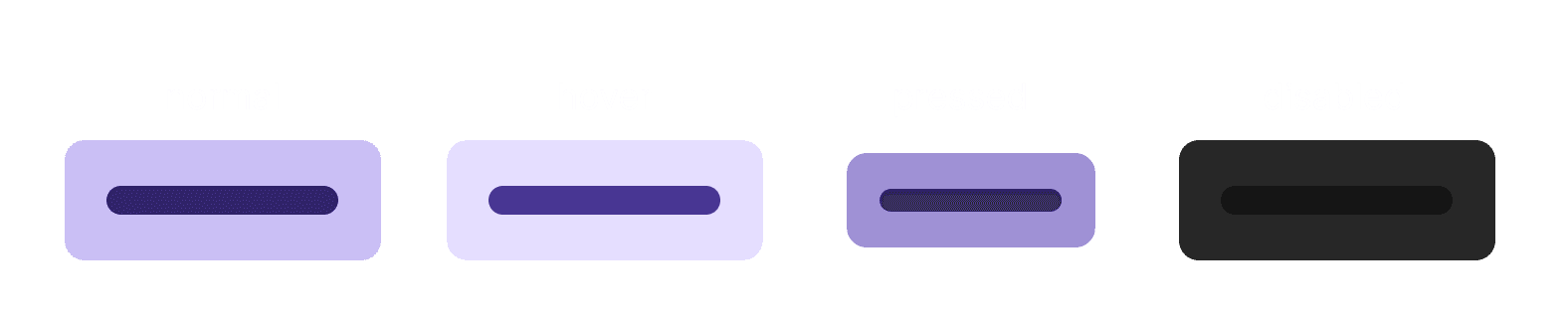 Button states showing normal, hover, pressed, and disabled appearances